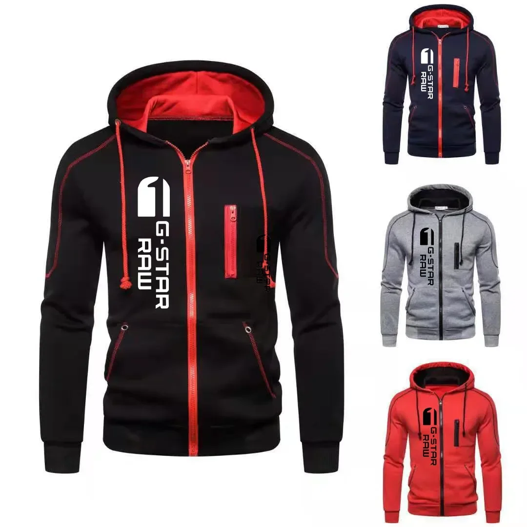 

New Solid Men's Zippered Jacket Hooded Pullover Casual Sports Jogging Hooded Jacket