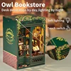 CUTEBEE DIY Book Nook Kit Miniature Wooden Dollhouse with Lights Bookshelf Insert 3D Puzzle Decor Model for Gifts Owl Bookstore 2