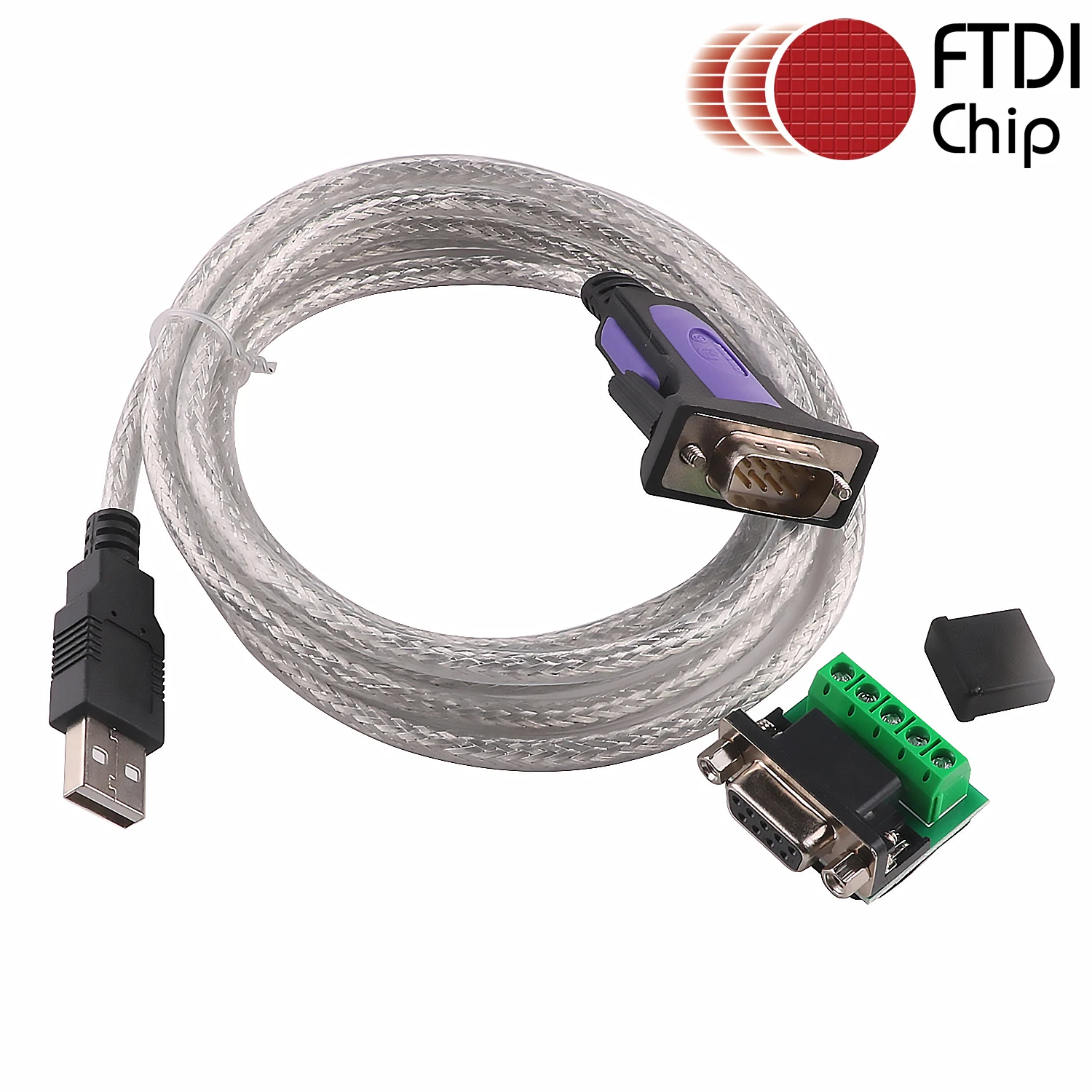 

USB to DB9 Male RS232 Serial Cable FTDI Standard DB9 Male 9 Pin 9P with DB9 to Screw Terminal Adapter