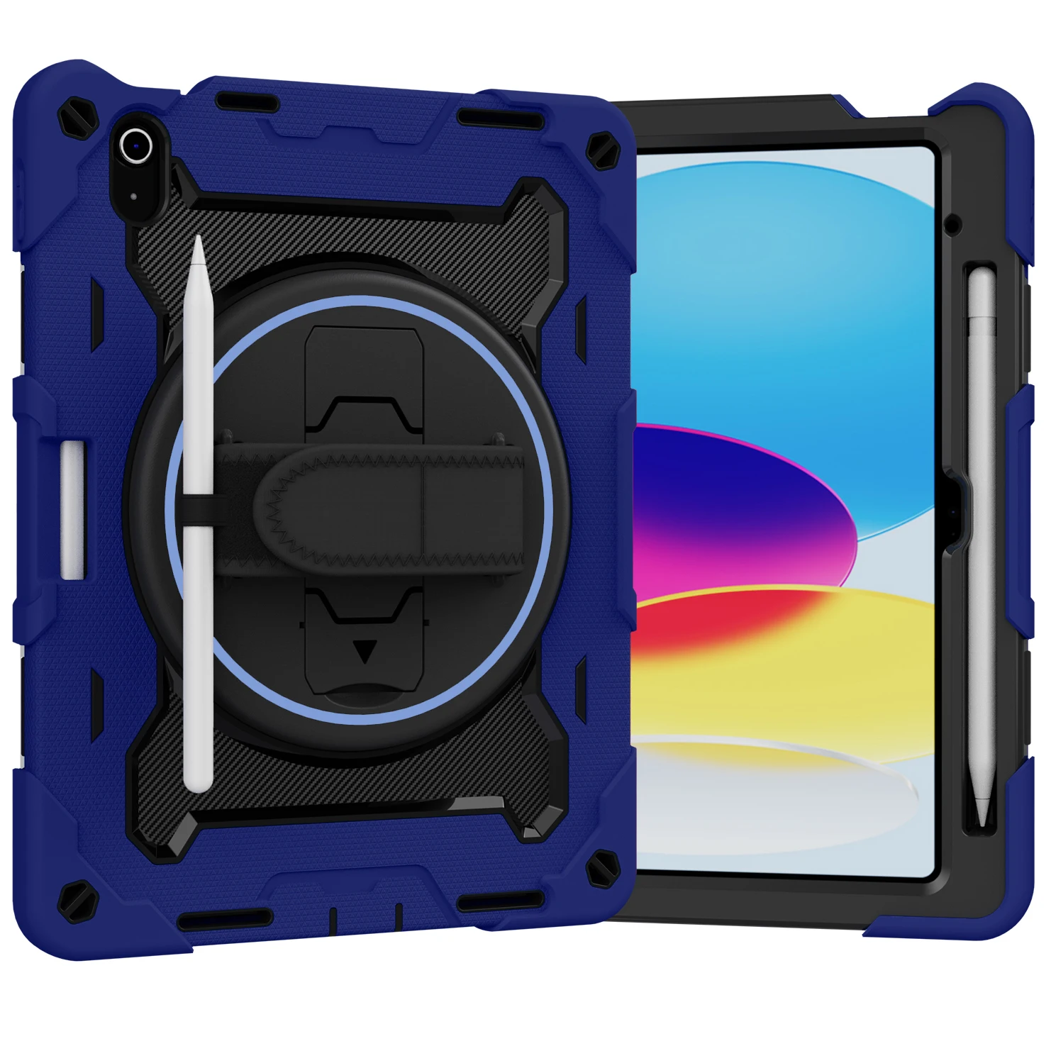 For iPad 10th Generation Case 10.9'' 2022 Full-Body Drop Protection Case With Pen Holder 360° Rotate Hand Strap/Stand For iPad_voghion.com