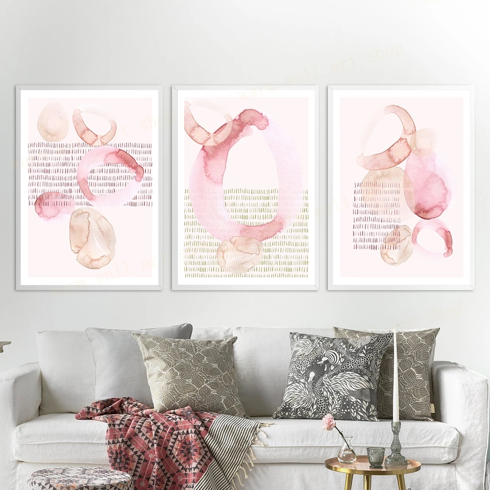 

Акварельный абстрактный розовый постер в стиле бохо, холст с принтом круга, геометрическое настенное искусство, картина для гостиной, интерьер, скандинавский Декор для дома