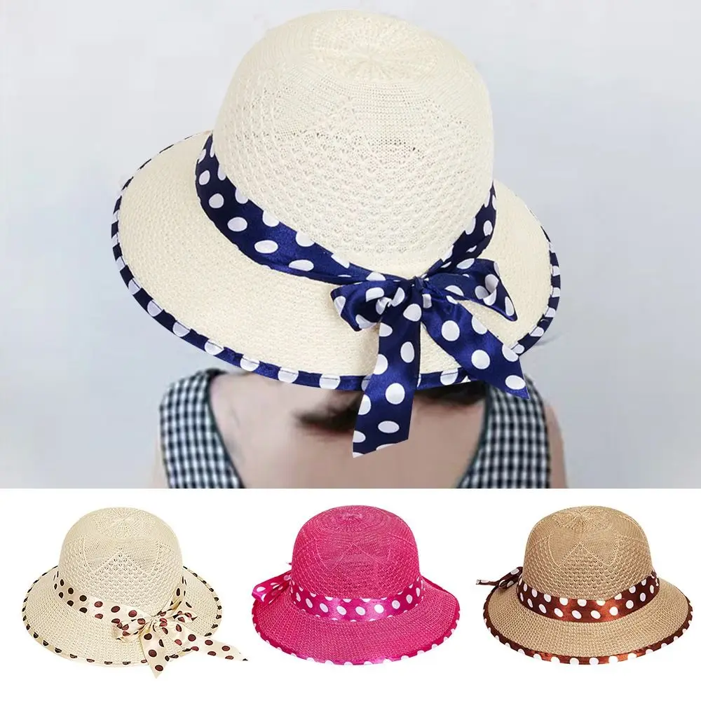 

Foldable Fisherman Hat Straw Hat Sun Protection Breathable Sunshade Hat Bowknot Panama Wide Brim Sun Visor Hats Spring Summer