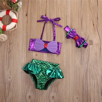 0-5 anni neonate 3 pezzi bikini set principessa sirena costume da bagno per ragazze costumi da bagno estivi da spiaggia 1