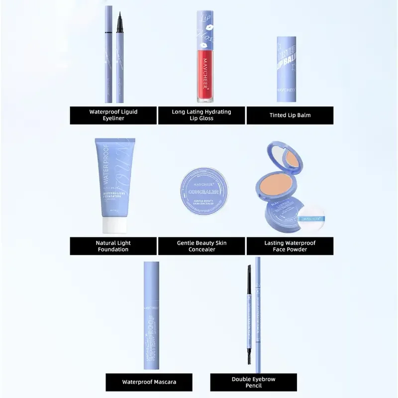 All-In-One Makeup Set,Full Makeup Kit Gift Include Concealer,Foundation,Eyeliner,Eyebrow Pen,Mascara,Lipstick for Women