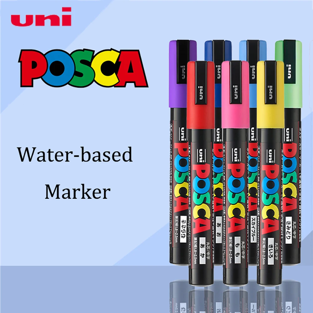 Uni POSCA Marker Pen PC-1M PC-3M PC-5M POP Poster Advertising Pen  Hand-Painted Comic Drawing Round Head Art Supplies Stationery