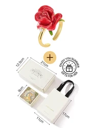 Exquisite Adjustable 18K Gold Plated Enamel Rose Ring for Women - Elegant Wedding Party Fine Jewelry (Gift Box Packaging)