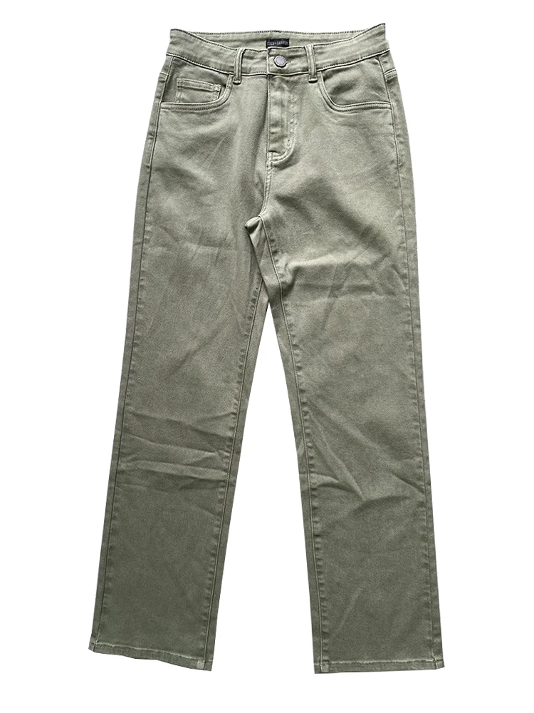 

Stretch Washed Denim Women's jeans with a high waist straight leg washed loose trousers y2k Americans treet Pants