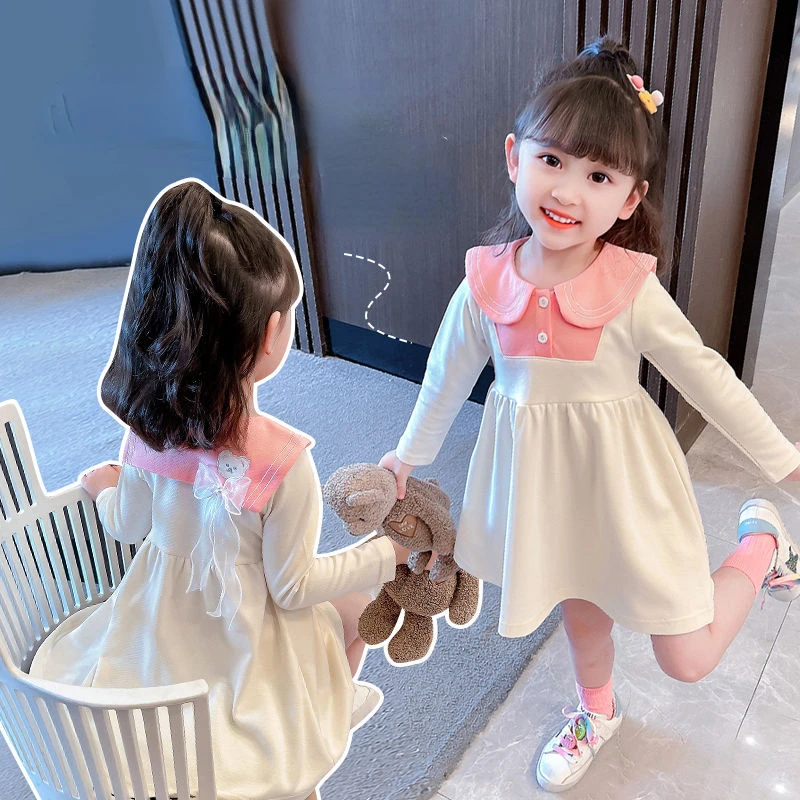 

Girls Dress Children's Clothing Preppy Style KoreanVersion ThinThe NewLong Sleeves Sweet Western Style Cute Autumn Clothes Child