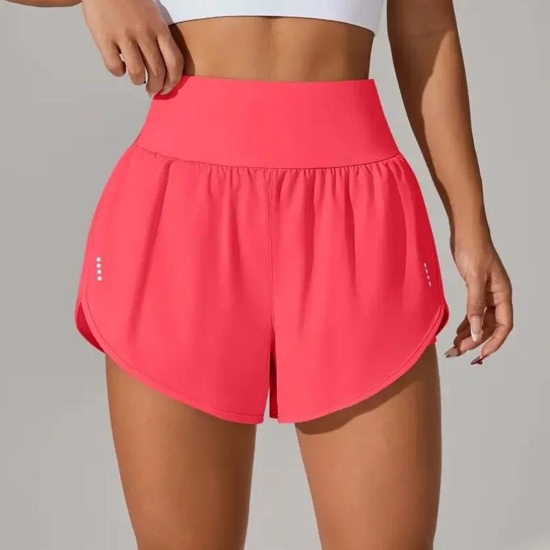 Hot Short 2 In 1 Running High Waist Gym Shorts Pockets for Women's Sport Quick-dry Yoga Breathable Fitness Workout Biker Pant