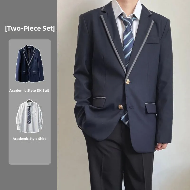 Japanese Sle DK orm Suit Men's oulder Pad West Suit Outerwear Spring Autumn JK Student Class orm Set Cool Haome