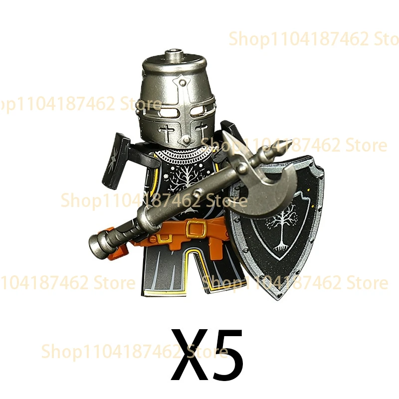Medieval Knight Army Set with Green Dragon and Wolf Warrior Building Blocks