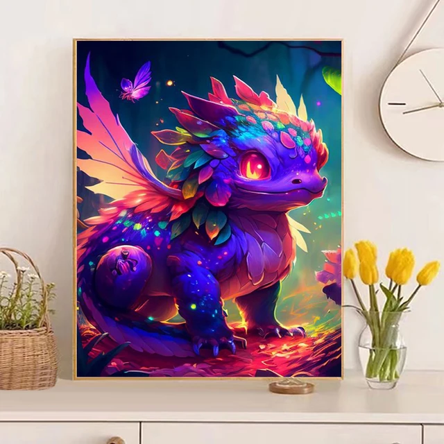 다이아몬드 페인팅의 마법으로 레인보우 드래곤의 판타지 세계를 탐험하세요.