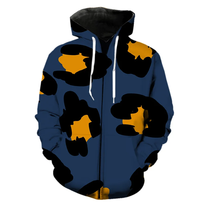 thumbnail image 1 of Sudadera con capucha y cremallera con estampado 3D de leopardo para hombre, estilo Harajuku, con textura de piel de animal, de manga larga, estilo hip hop, 1 of 5