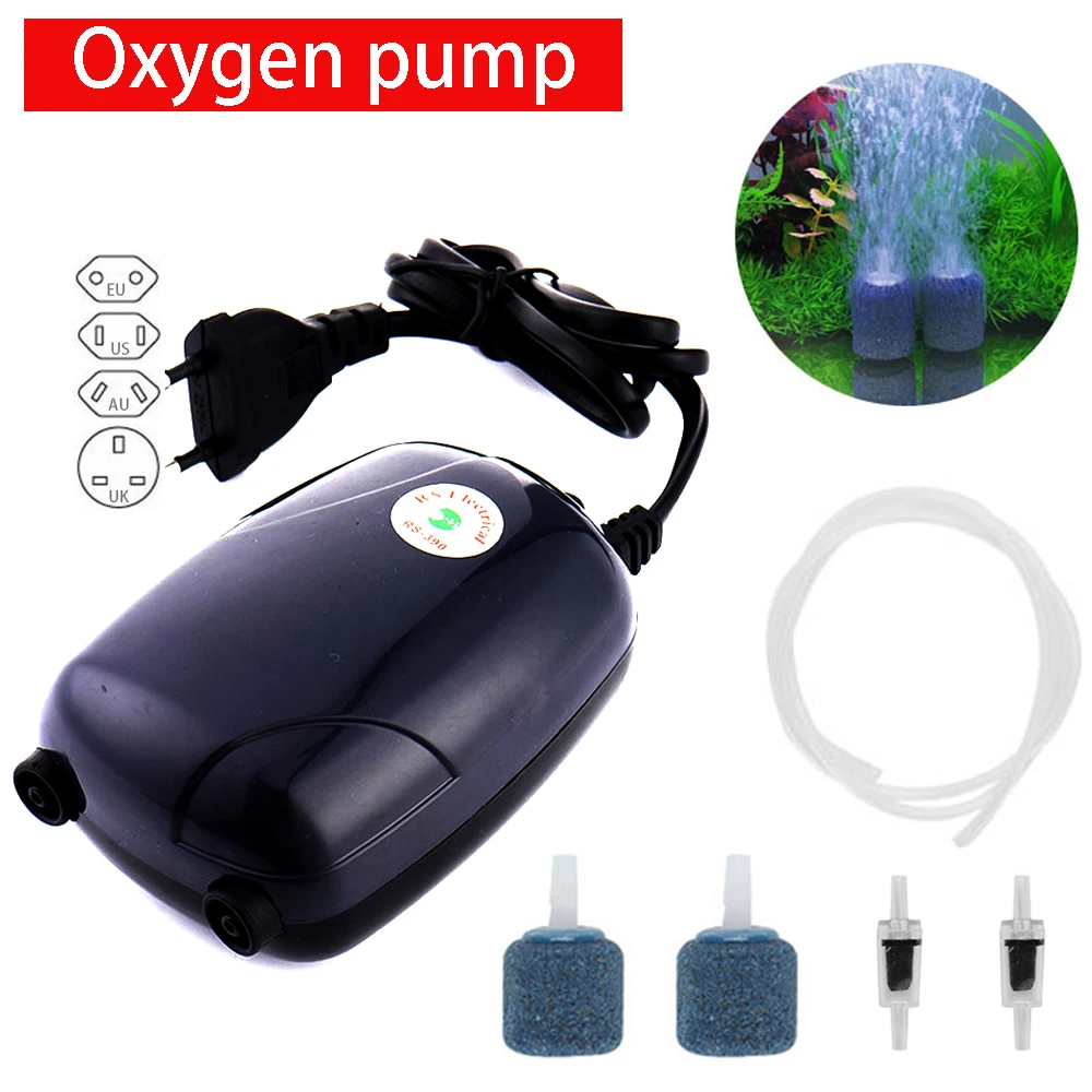 Acquario Pompa Aria Acquario Mini Compressore Silenzioso Singola Doppia Uscita Pompe Ossigeno Acquari Accessori Acquatici 220V 3W 5W