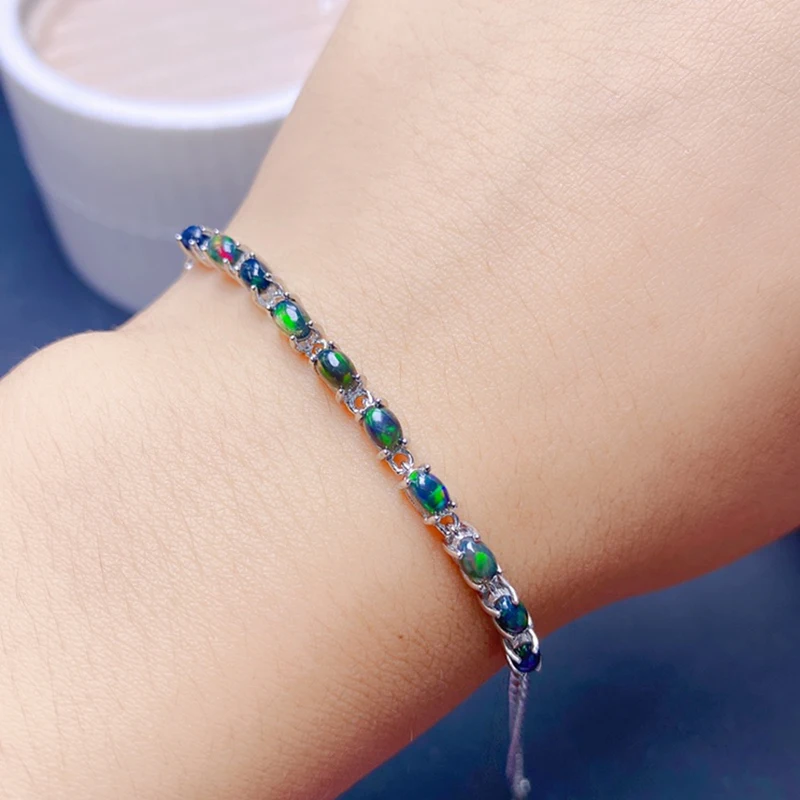 

Natural Black Opal Bracelet for women silver 925 jewelry luxury gem stones 18k gold plated free shiping items