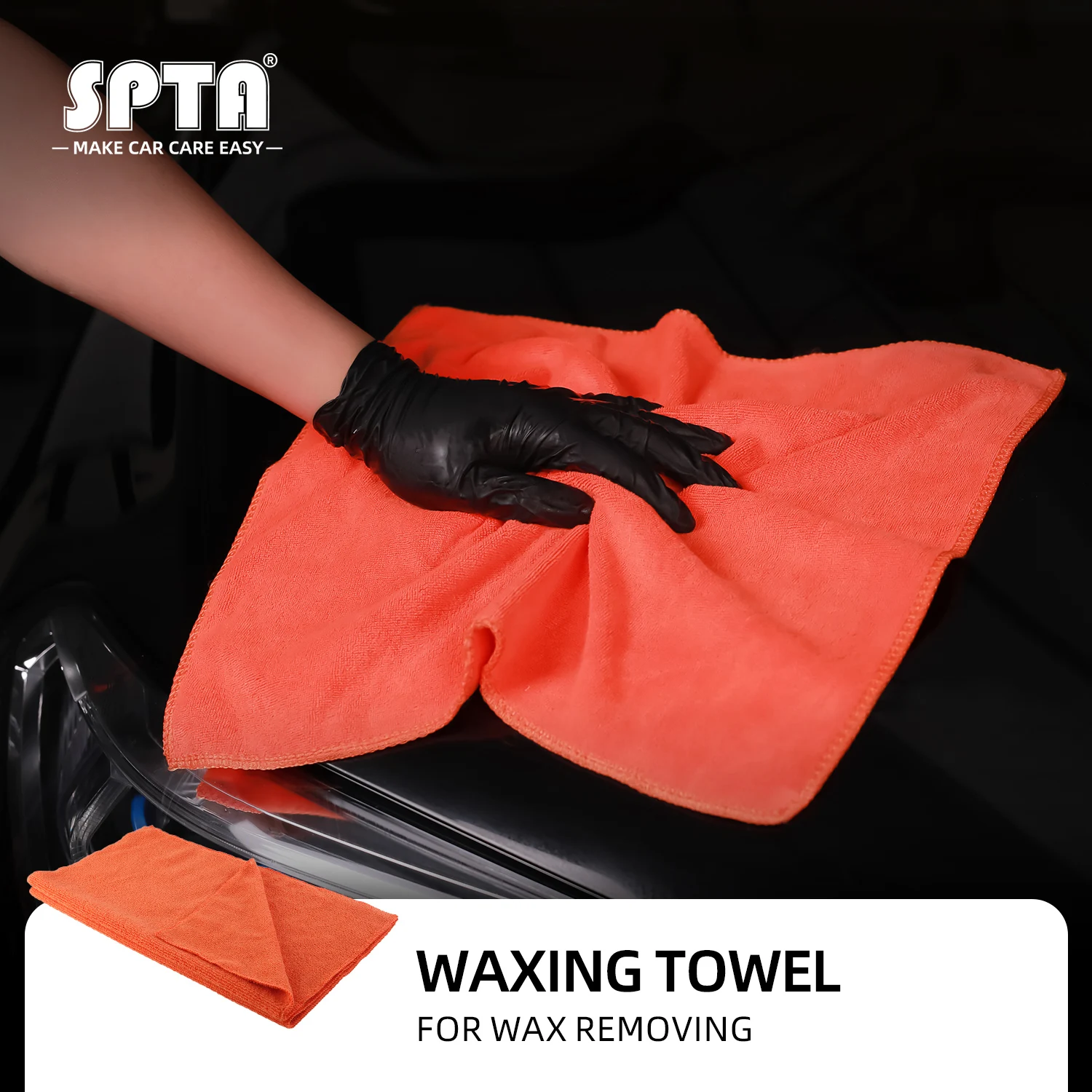 

(Single Sale) SPTA Microfiber Edge Extra Soft Car Clean Remove Wax Cloth Automobile Motorcycle Washing Towel 40*40 CM