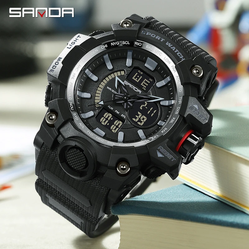 

SANDA Men Military Watch LED Quartz Waterproof Male Wristwatch Fashion Outdoor Sports Digital Clock Watches Relogio Masculino
