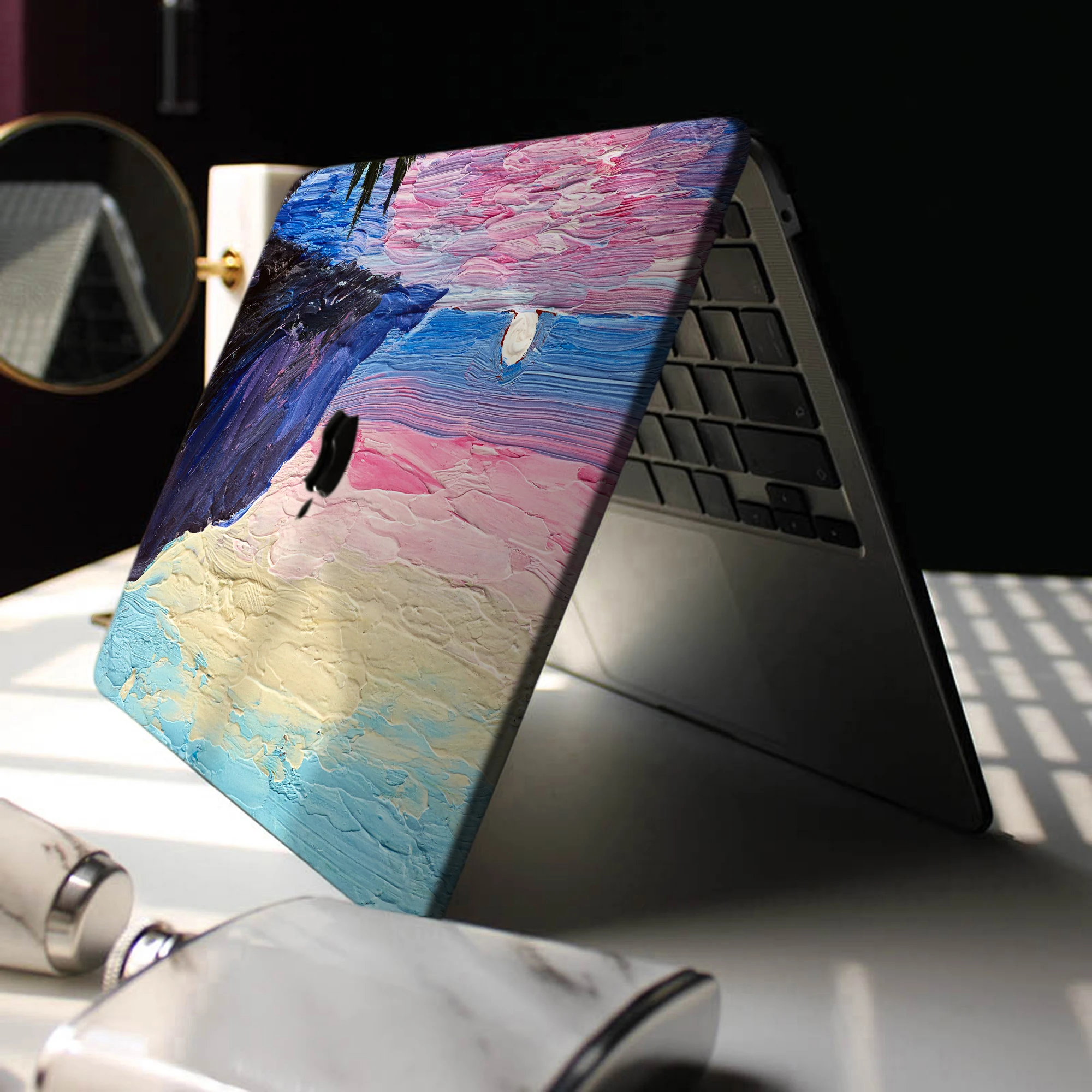 Pintura a Óleo Rosa Pôr do Sol Case Portátil para Macbook Air 13 m2 2023 A2681 A2337 A2179 A2338 m1 Chip Pro A2289 Macbook A1466 Case - Imagem 5