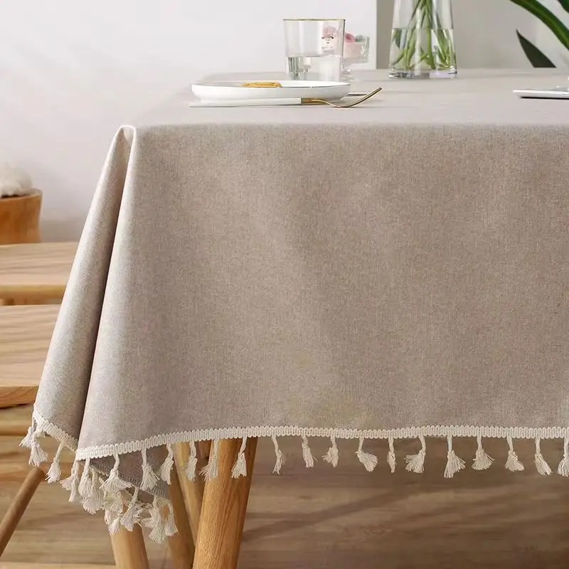 

20038 Small fresh cotton and linen tablecloth, small daisy, rural student dormitories, white dustproof and non slip decorative c