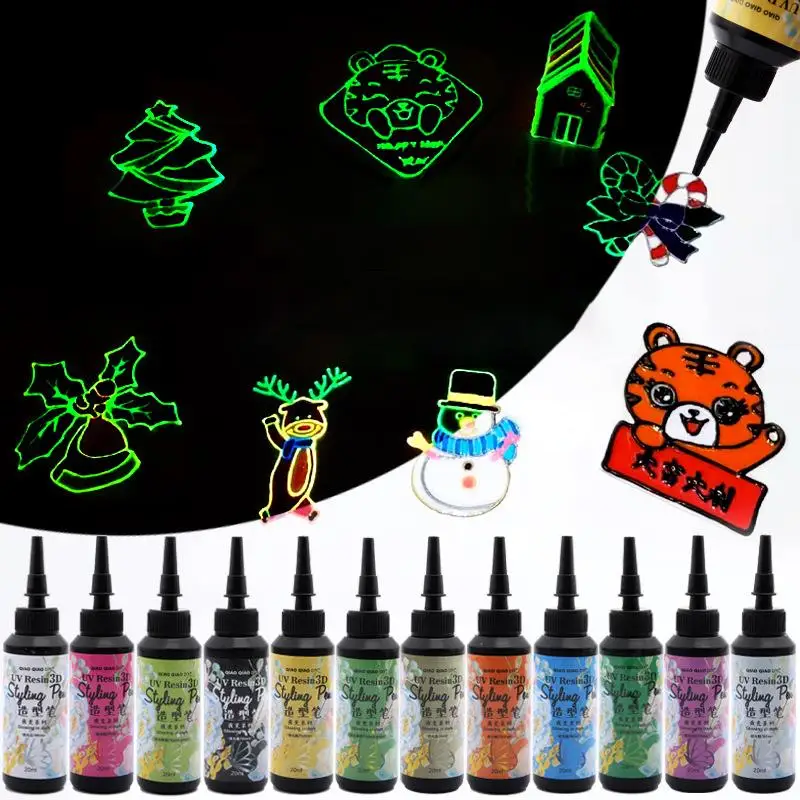 New 3D Luminous UV Epoxy Resin Glue Ultraviolet Curing Crystal Hook Line Tools Styling Pen DIY Crafts Painting |