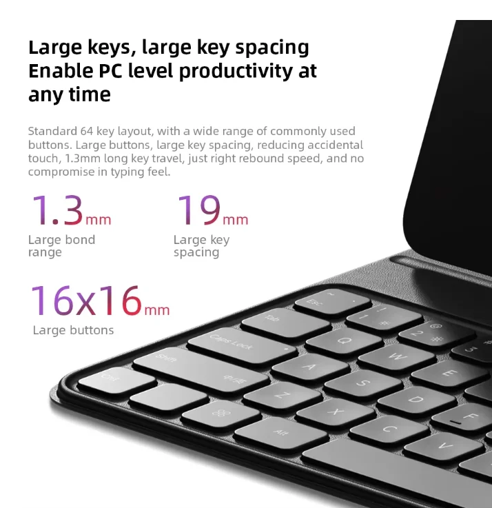 Redmi Pad Pro Case Keyboard 64-key Double-sided PU Protective Case For Redmi Pad Pro 12.1