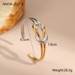 Two Tone Knot Cuff Bracelet, 18K Gold Plated & Stainless Steel - Minimalist, No Tarnish, Waterproof, Daily Wear (Bracelet - Two tone)