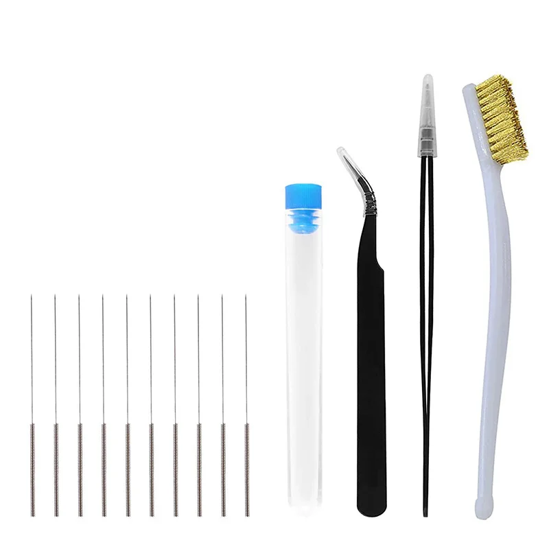 

3D Printer Extruder Nozzle Cleaning Tool Kit 0.15mm 0.2mm 0.25mm 0.3mm 0.35mm 0.4mm Needles Brush Tweezers for Ender 3 Pro CR10