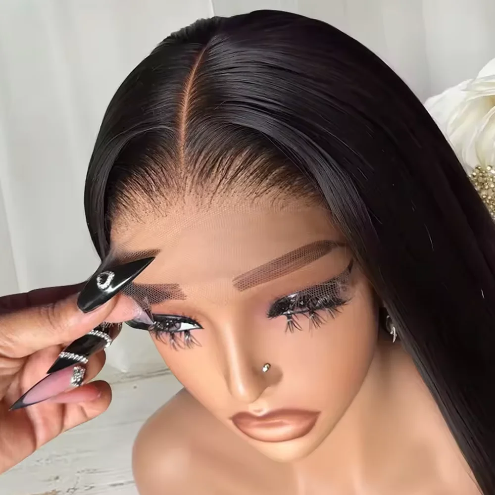 250 Density 13x4 13x6 Lace Frontal Transparent Lace 18 42 Inch Long Straight 5x5 Glueless Human Hair Pre plucked Wigs For Women 1