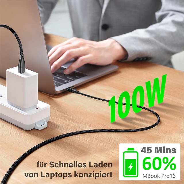 AUFU 100W Cable magnético USB tipo C 5A Cable Micro tipo C de carga rápida para Macbook Samsung para iPhone Cable cargador magnético 6