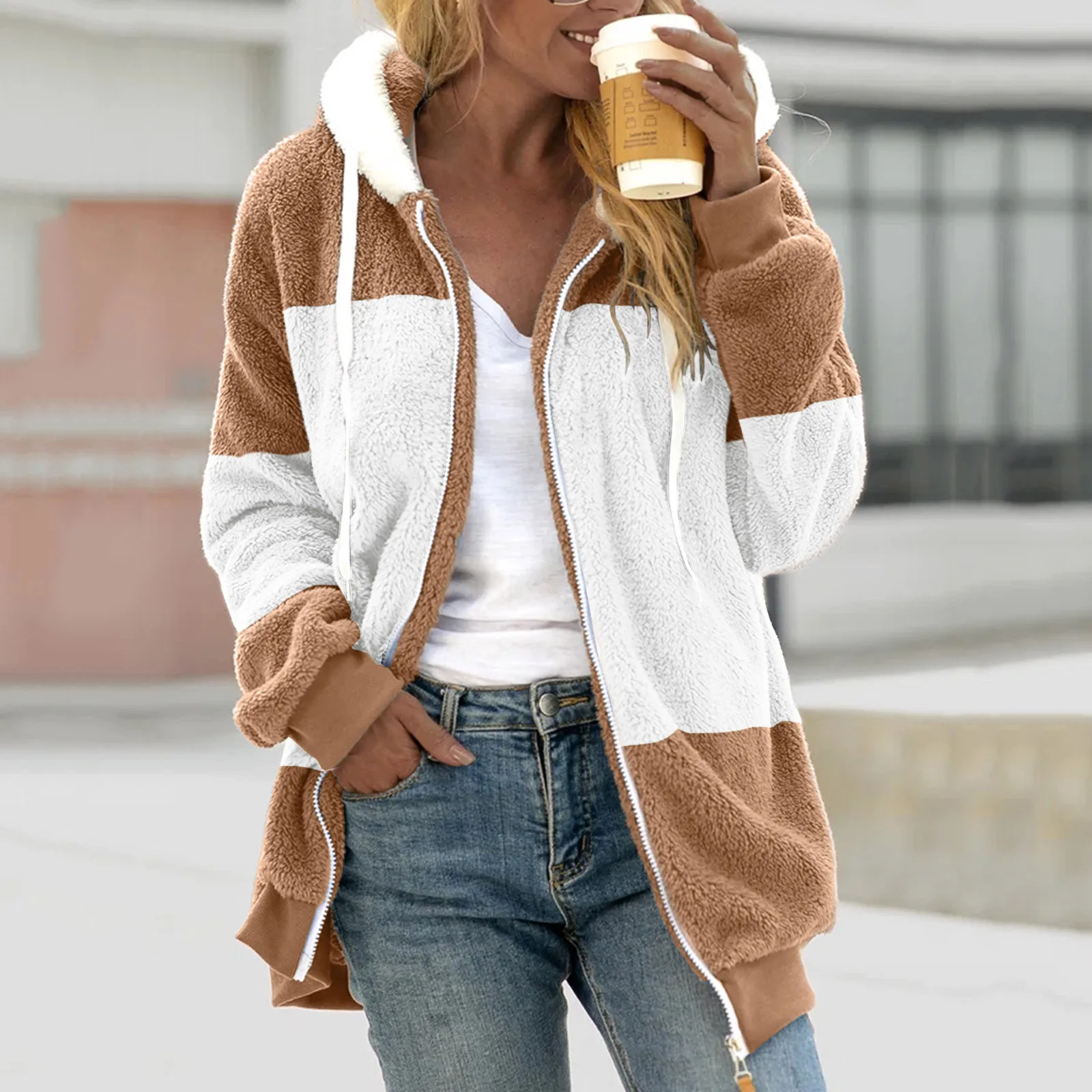 Veste En Peluche Pour Femme - Sans Capuche - Veste En Peluche