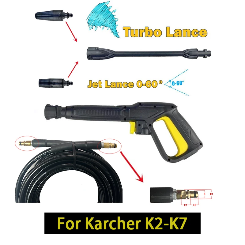 

High Pressure Washer Gun 6m Water Hose for Karcher K Series Car Wash Cleaning Water Spray Lance Turbine Nozzle
