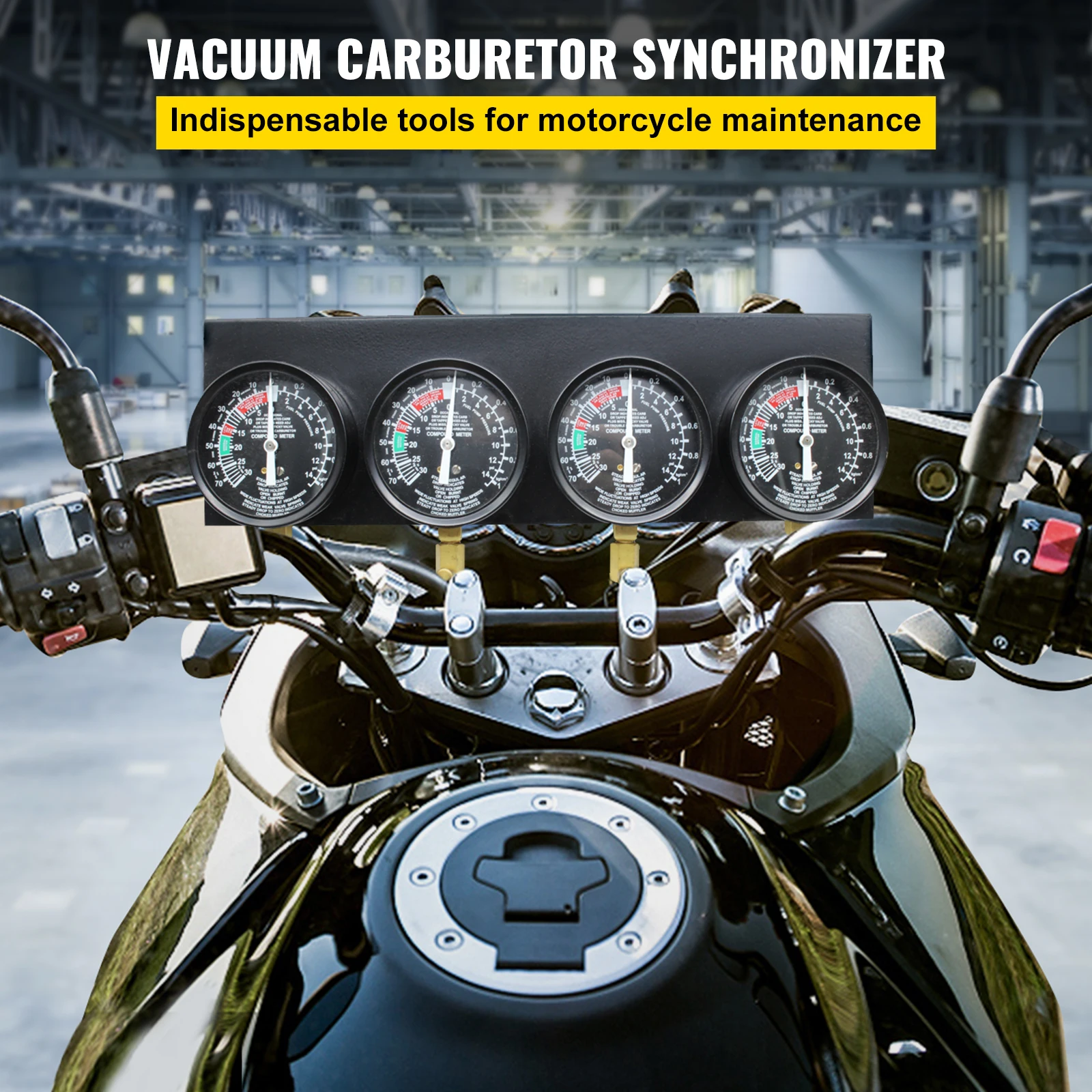 4-Gauge Motorcycle Carburetor Synchronizer Vacuum Balancer Kit 2