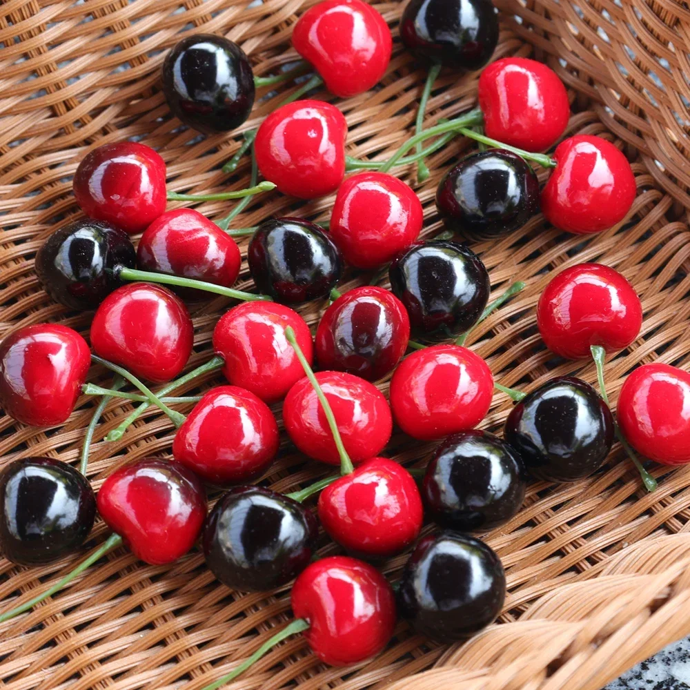 50/10Pcs Artificial Fruit Model Fake Cherry Simulation Cherry Ornament Craft Food Photography Props Party Decor Home Decoration artificial fruits and vegetables