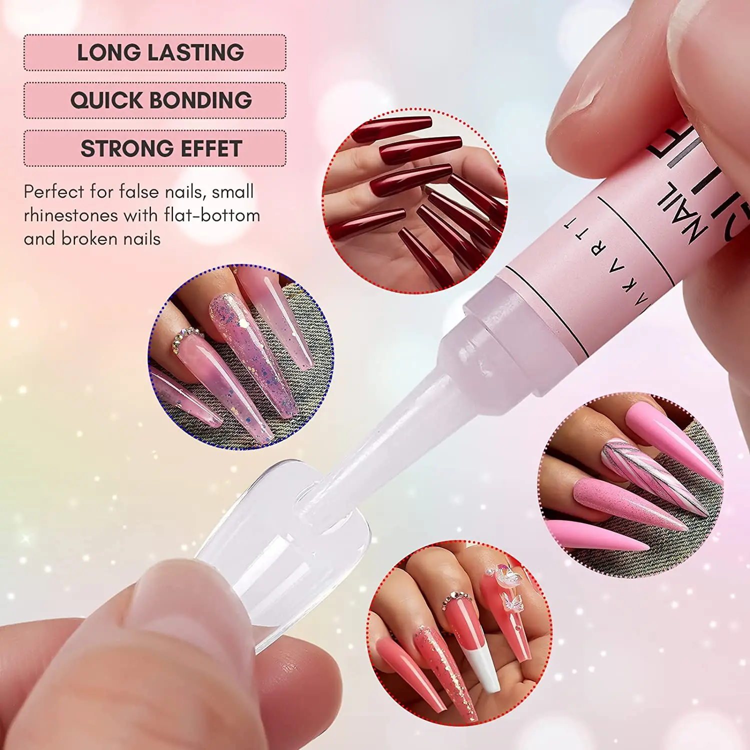300Pcs Nail Glues  Super Adhesives Makartt Fast Drying Quick Bonding 2g/pcs False Nail Glue for DIY Nails and Nail Salon 4