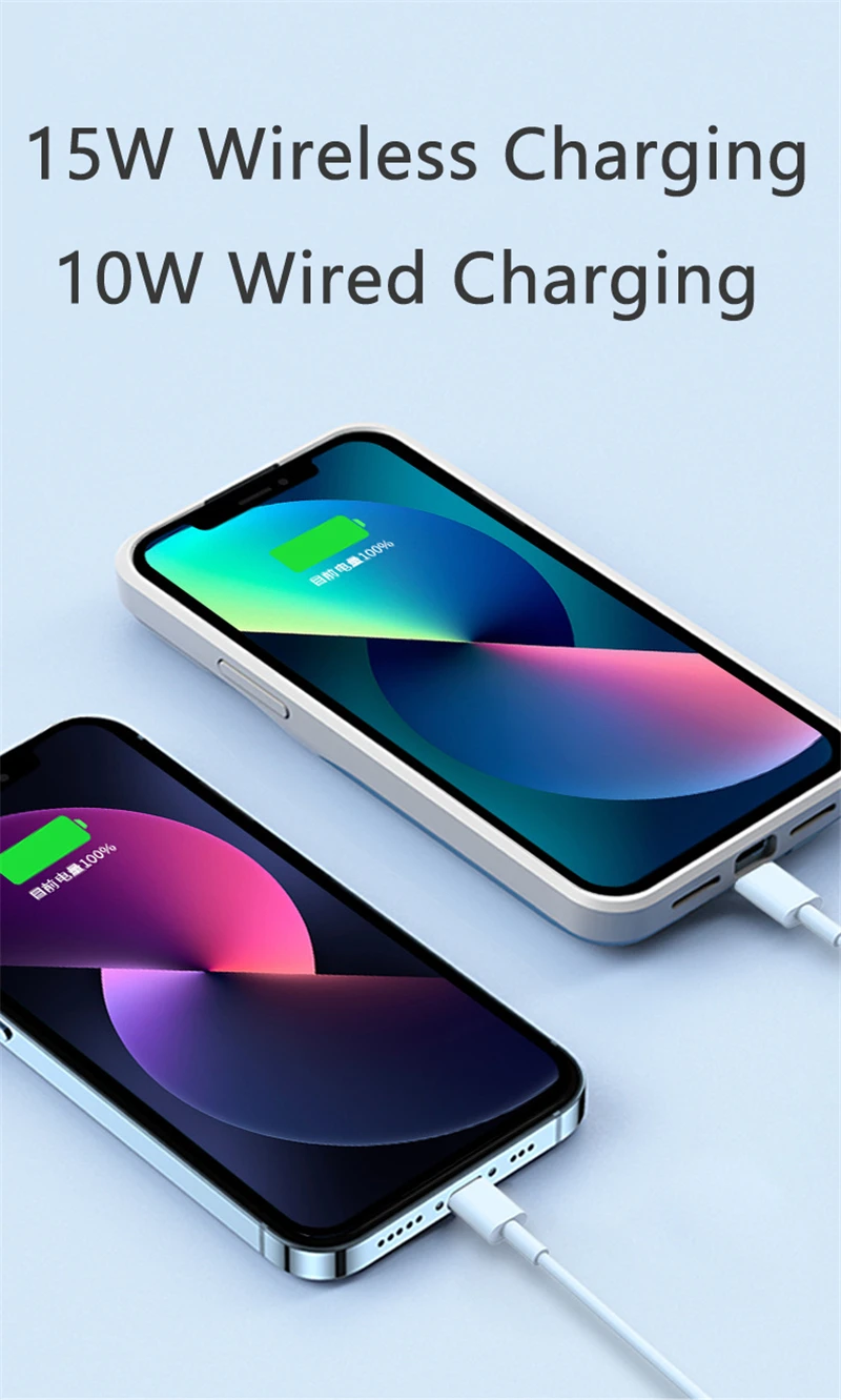 15W Fast Wireless Charging Battery Case for iPhone13mini 13 Pro Max 5000/10000mAh Power Bank Mobile Phone Cover Charging Case good power bank