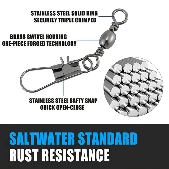 140pcs/scatola Kit Di Snap Girevoli Da Pesca Includono Il Cuscinetto A Sfera Girevole Snap