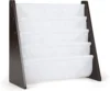 Wood/White - Premium Book Shelf for Kids Rooms with Four Deep Pockets - Toddler Sling Book Rack with Deep Sleeves 2