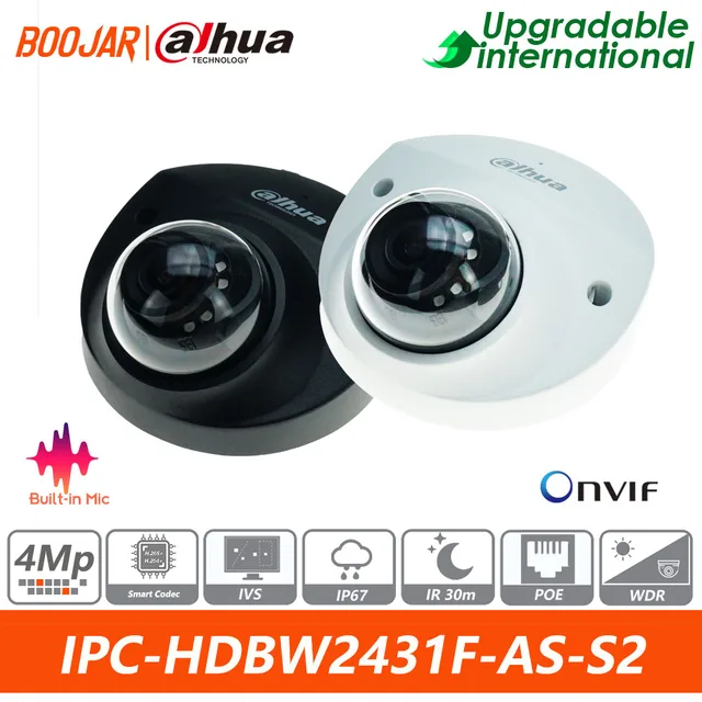 Dahua IPC-HDBW2431F-AS-S2 4MP Lite IR Fixed-focal Dome Network Camera IR30M IP67 IK10 Built in MIC & SD Card Slot 1