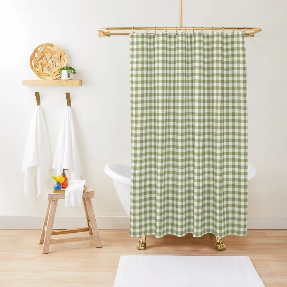 Tenda Da Doccia Foresta Cascata Verde - Impermeabile 130x220cm Con Ganci