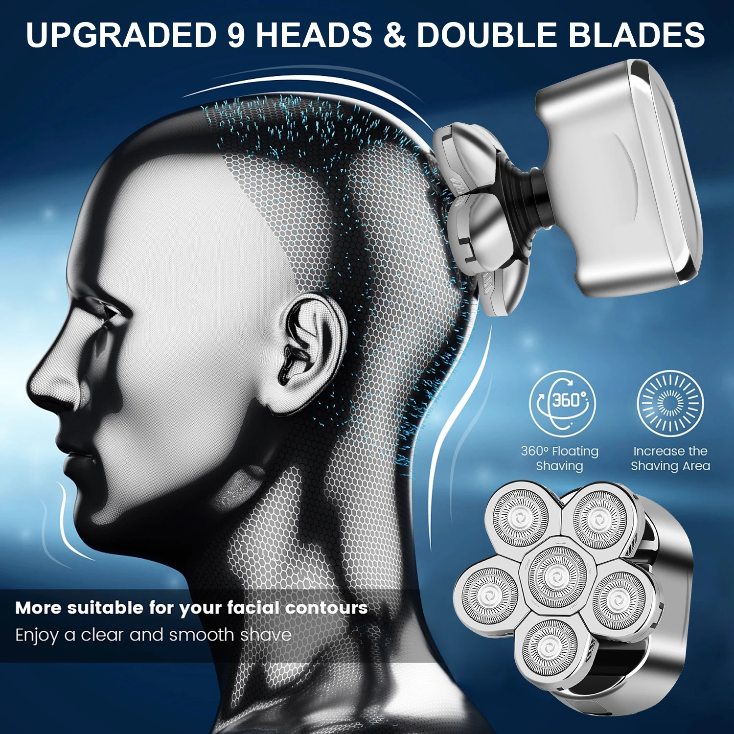 Electric Shaver 6 in 1 Men's Electric Shaver 6 Blades Waterproof Rechargeable Multifunctional Razor Nose Hair Trimmer Wet & Dry Razor Beauty Kit