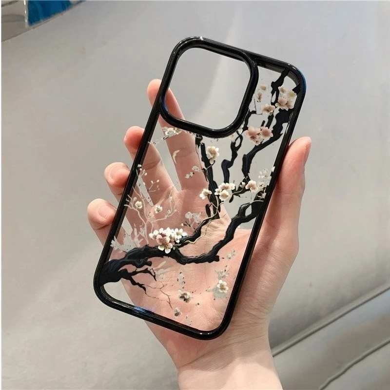 Artistic Chinese Plum Blossom Phone Case - Elegant Floral Design Cover
