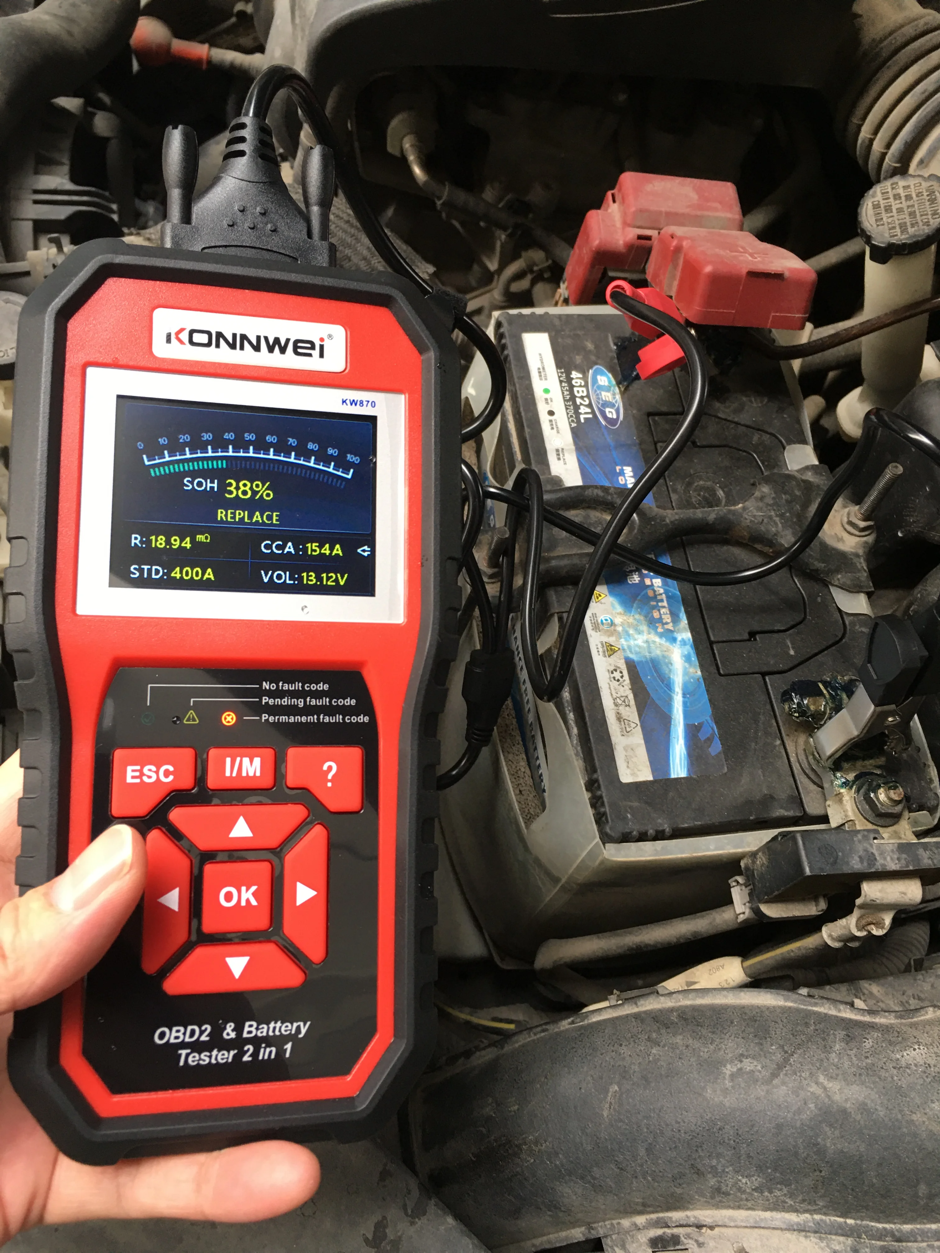 Professional OBD2 Scanner Battery Tester Automotive Code Reader KW870 Code Scanner