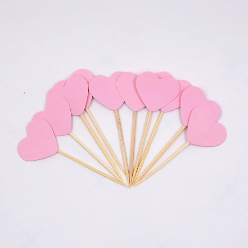 10pcs Mini Heart Star Cupcake Toppers Baby Shower Favors Birthday Cake Topper Decorating Picks Kids Wedding Party Decorations