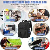 Sac à dos à outils, sac à outils robuste avec épaule rembourrée et organisateur d'outils amovible, sac à dos de travail résistant à l'eau, pour électriciens 6