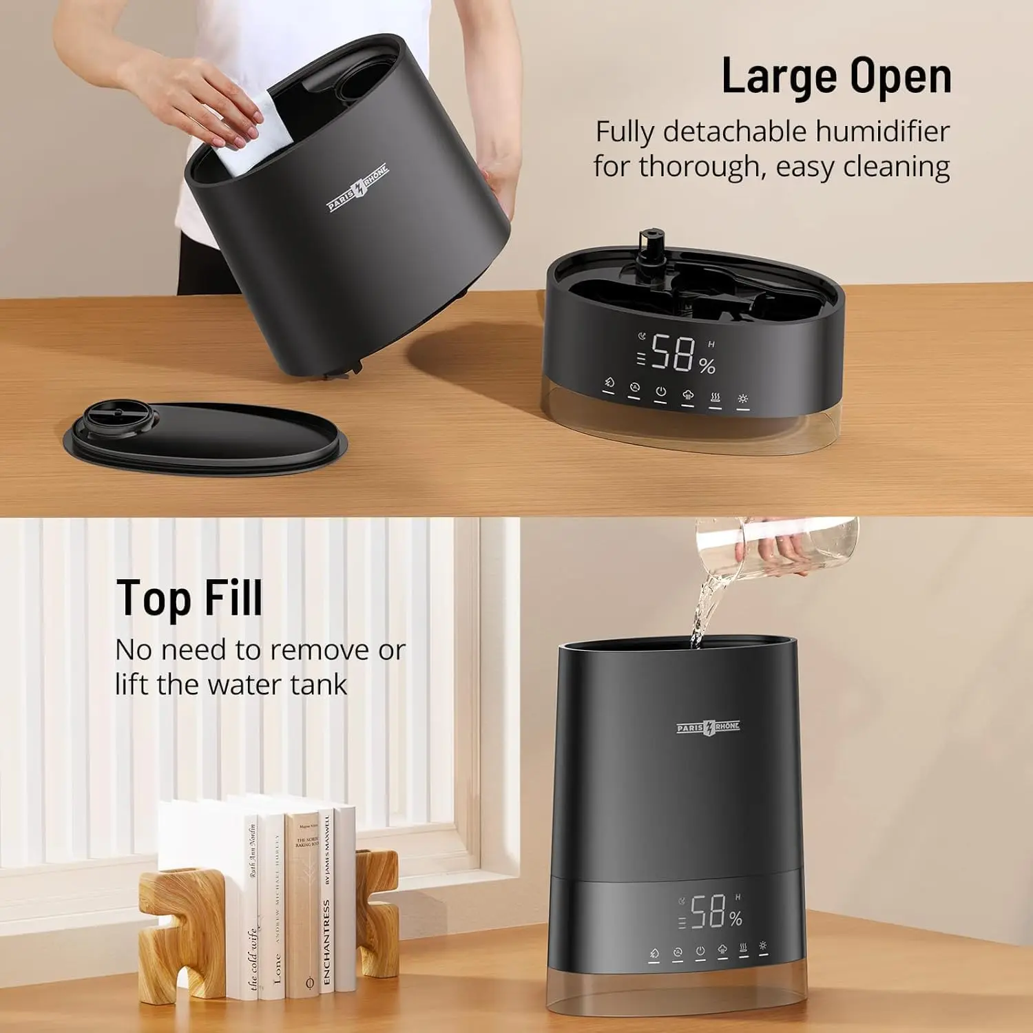 Ultrasonic Cool and Warm Mist Humidifiers for Home Bedroom,Top Fill Air Humidifier