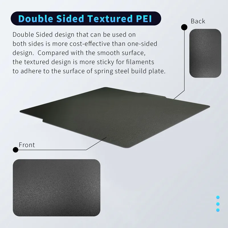Bambu 랩용 ENERGETIC PEI 시트, 빌드 플레이트, 용수철 스틸 유연한 플랫폼, 양면 질감 프로, X1, X1C, P1P, A1, 257x257mm