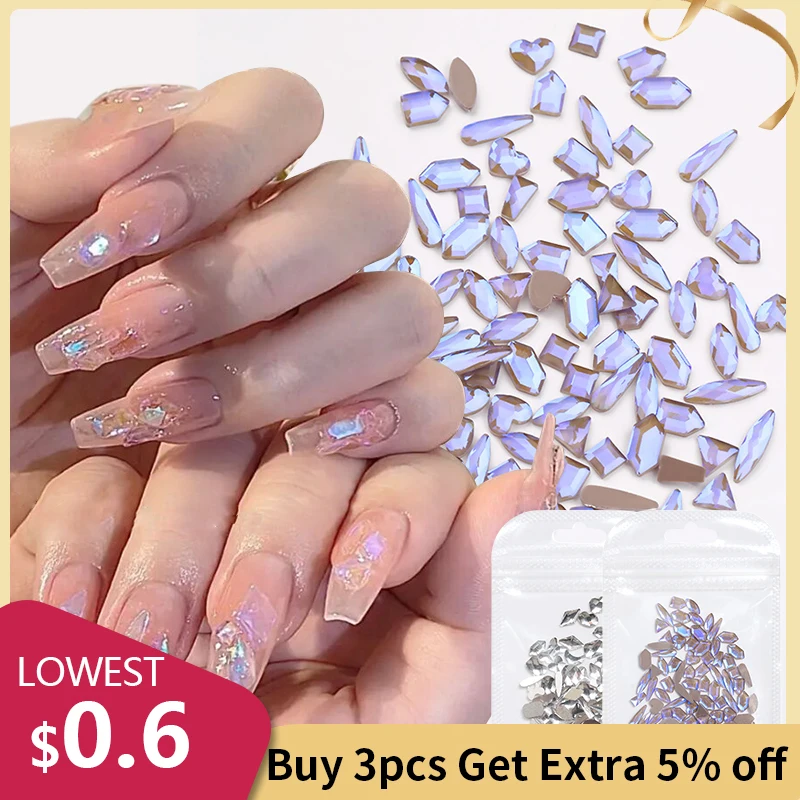 Cristalli Clear Ab Glass Strass Stones Solid Flat Back Nail Ornaments Colorful Granulare Tridimensionale Nail Art Decoration