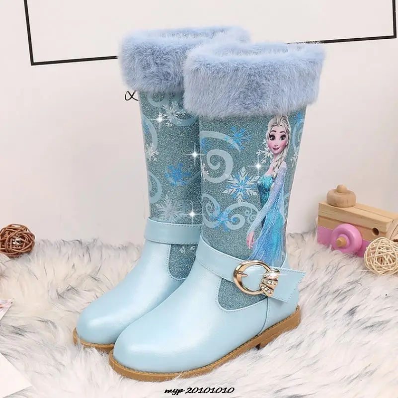 Disney Elsa Princess Long Boots Girls High-heeled Autumn And