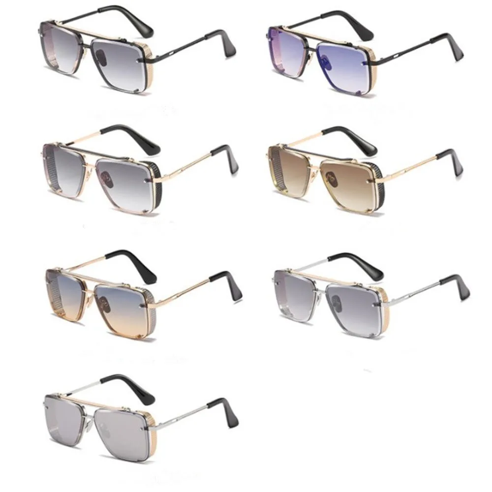 

2022 Fashion Cool Men Gradient Sunglasses Vintage Sunglasses Female Metal Square Shades Black Brown A86972