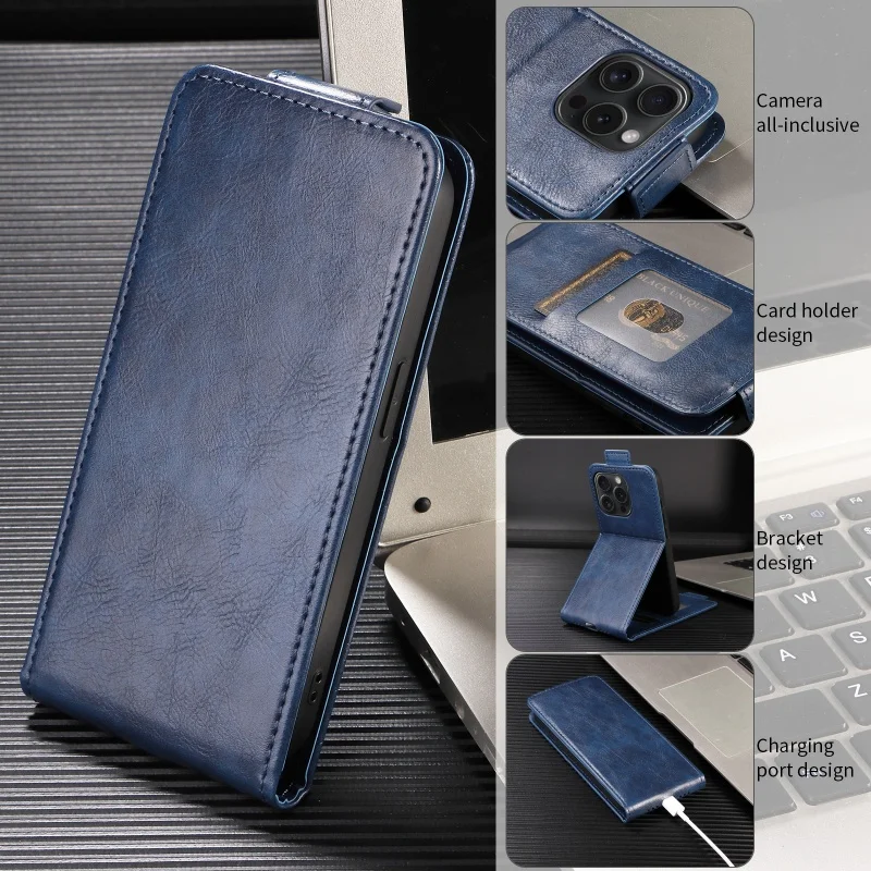 Premium Vertical Flip Leather Case with Card Slot and Anti-Drop Protection